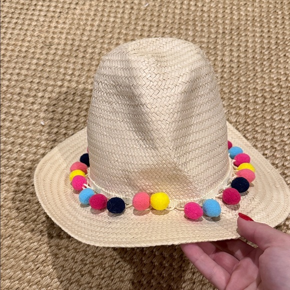 Shiraleah Paper Straw Fedora Hat with Colorful Pom Poms - Picture 1 of 3